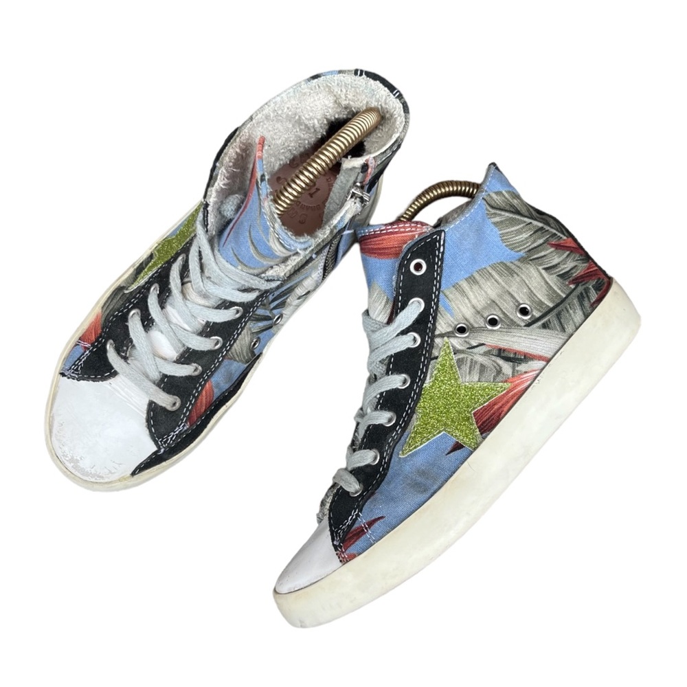 RARE Golden Goose Deluxe Brand Kids Mid Star Sneakers Tropical Summer Size 31